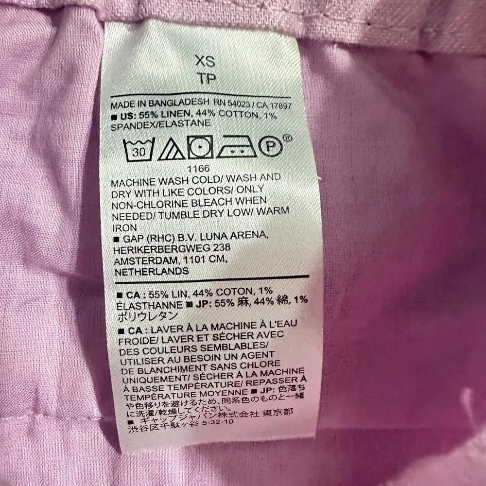 Banana Republic Pleated Skort Women's XS Lavender Linen Blend Mini Elastic Waist
